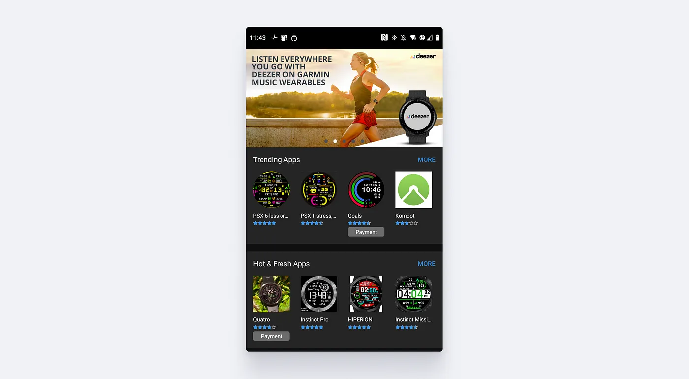 Discovering new apps for a Garmin smart watch is easy using your phone.